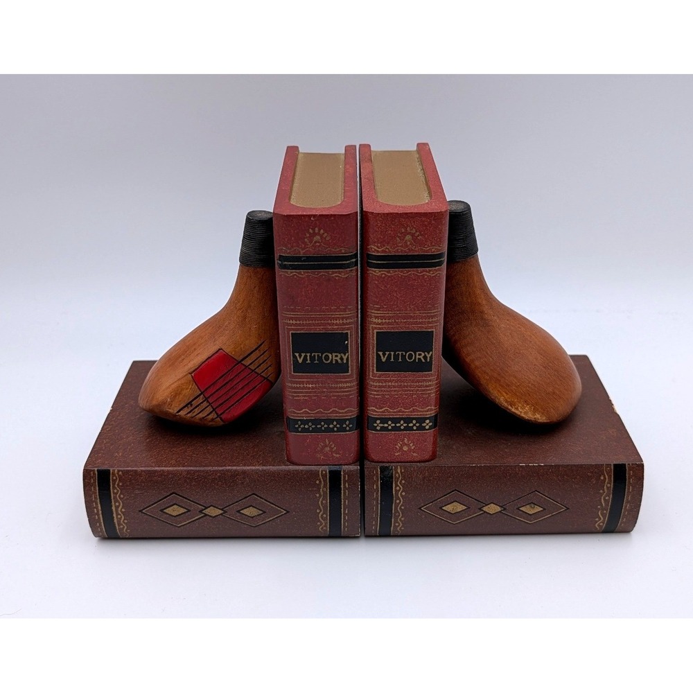 Vintage Golf Club Bookends Wood Driver Head Antique Book Style Office Decor Pair